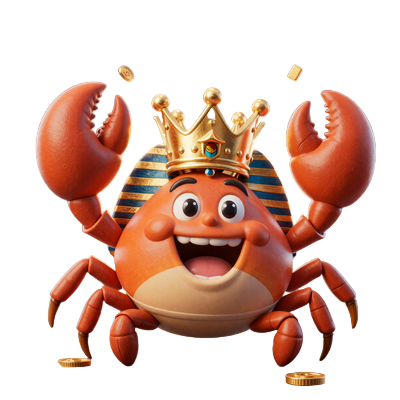 Bonus Crab Maskottchen von Realz Casino mit t&auml;glichen Belohnungen: Bargeld, Freispiele und Shop-Coins