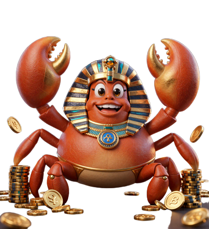 Bonus Crab Maskottchen von Realz Casino hebt goldene M&uuml;nzen und Freispiele hoch - T&auml;gliche Bonusbelohnungen f&uuml;r alle Spieler