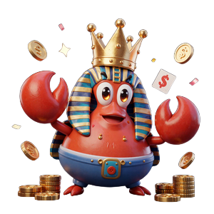 Bonus Crab Maskottchen hebt Goldm&uuml;nzen hoch - t&auml;gliche Bonus Crab Belohnungen bei Realz Casino