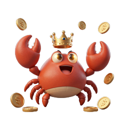 Bonus Crab Maskottchen von Realz Casino mit goldenen M&uuml;nzen - t&auml;gliche Belohnungen und Freispiele
